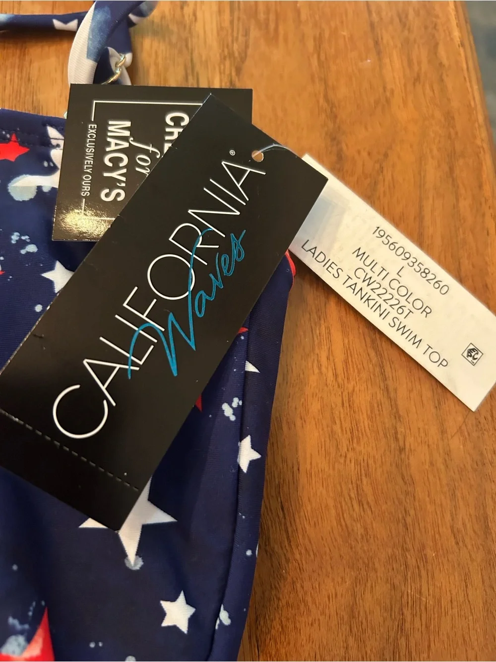 Cupshe Navy Star Print Bandeau Bikini Set - Navy, Red, White